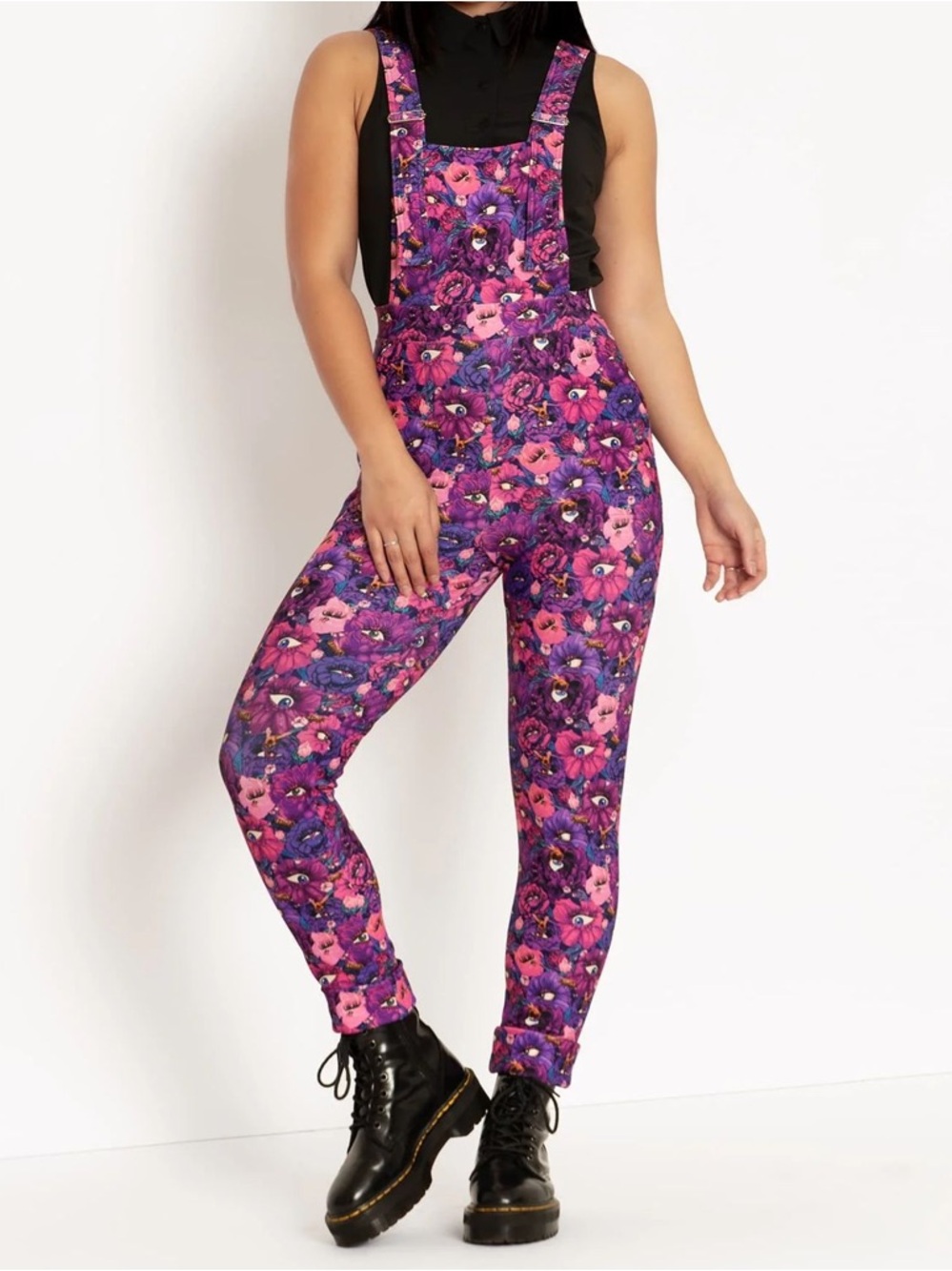 Blackmilk peeking peony garden overalls nwot